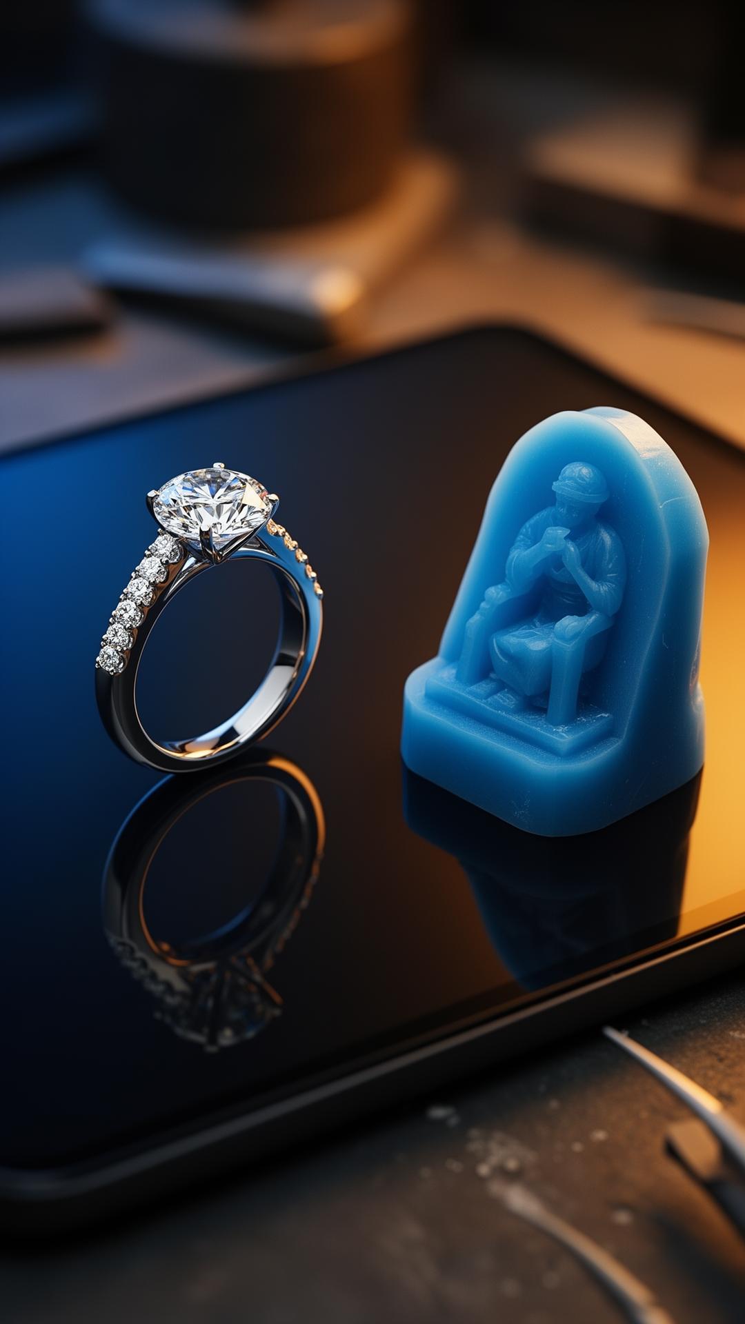 CAD render alongside a jewelry wax